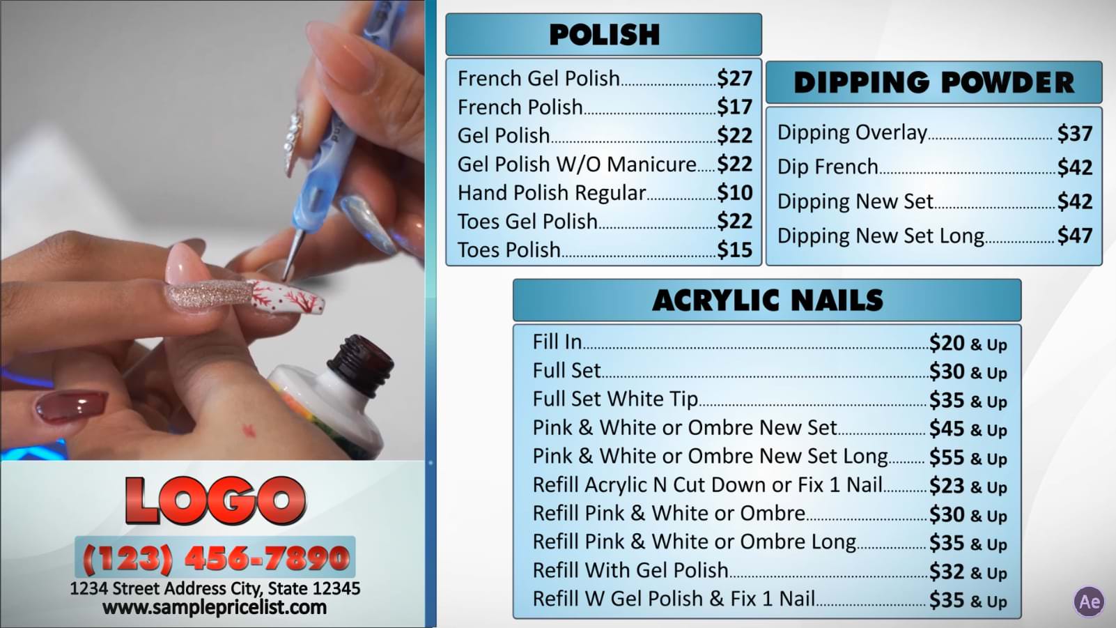 Digital Price List #PL-020-Nails-N-AE