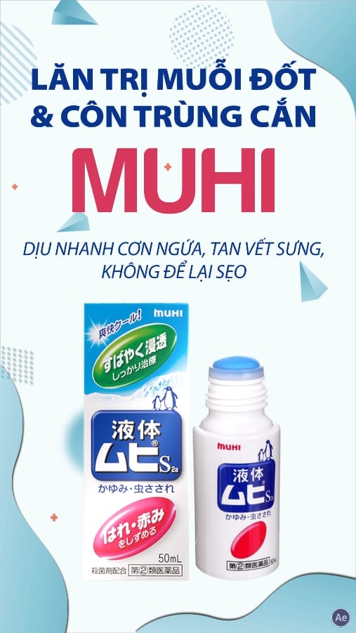 Lăn trị muỗi đốt và côn trùng cắn MUHI-Nhật Bản